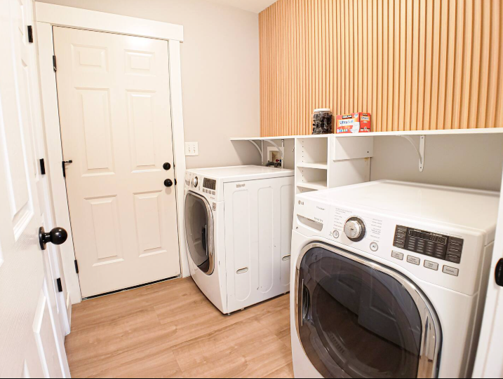 Modern laundry room with washer and dryer