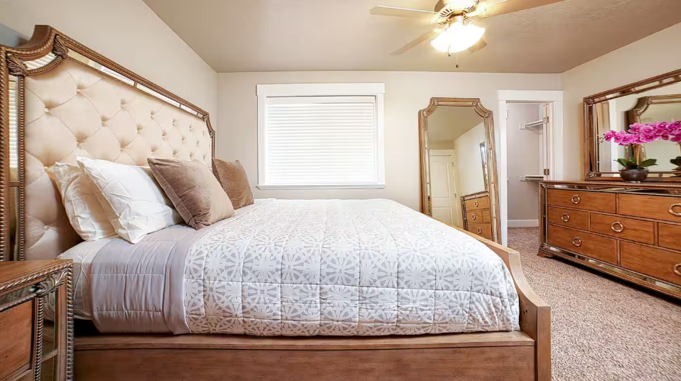 Elegant master bedroom with ornate furnishings