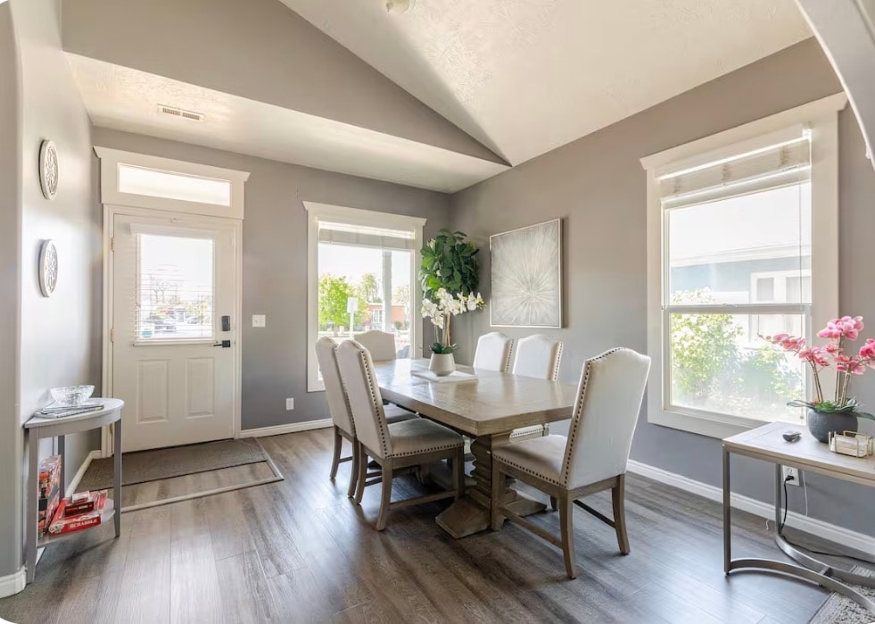 Spacious dining area with open floor plan