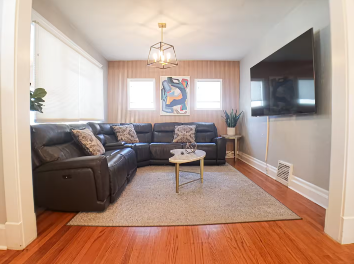 Modern living room with cream furniture